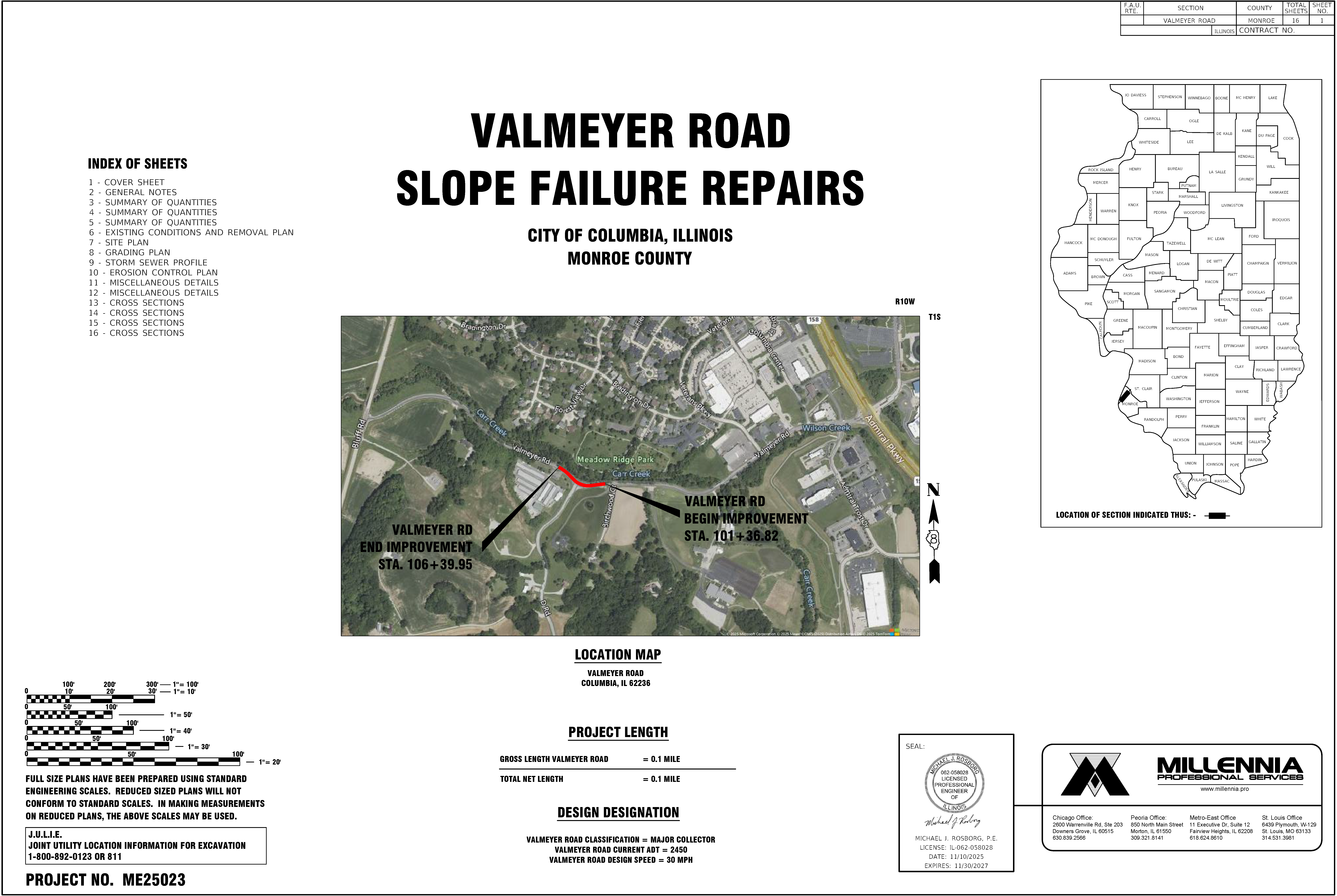 Valmeyer Road Project Plans Cover Sheet